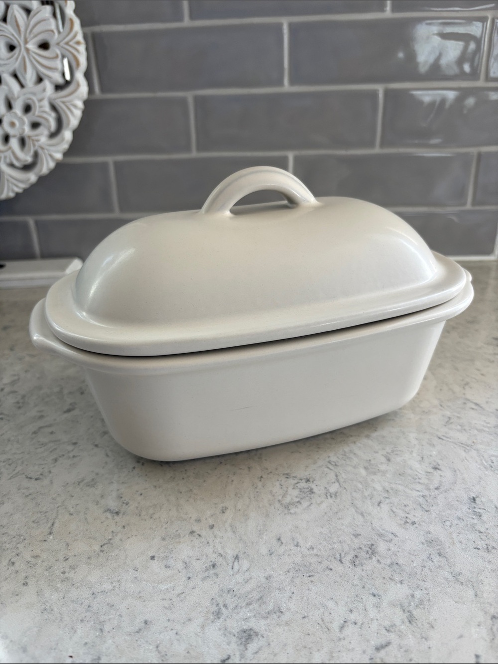 NEW Pampered Chef Mini Deep Baker Glazed 1.5qrt WHITE